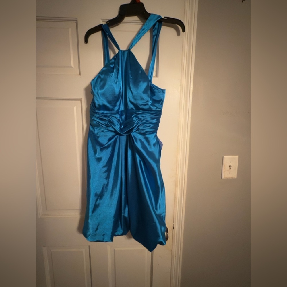 Striking Blue Halter Bubble Cocktail Dress